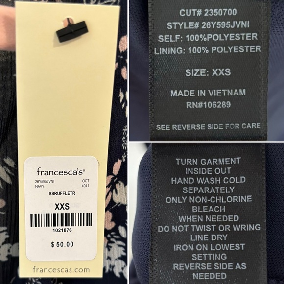 Francesca’s Tracy flutter sleeve navy floral romper - Picture 16 of 16